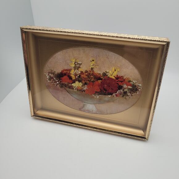 Vintage Gold Toned Frame Art Optional Oval Deep Insert 8x6in Wall Hanging Shelf - Picture 1 of 16